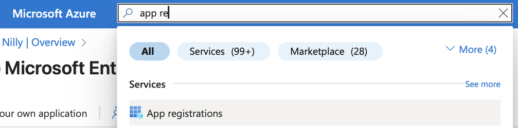 Search for App registrations in Azure