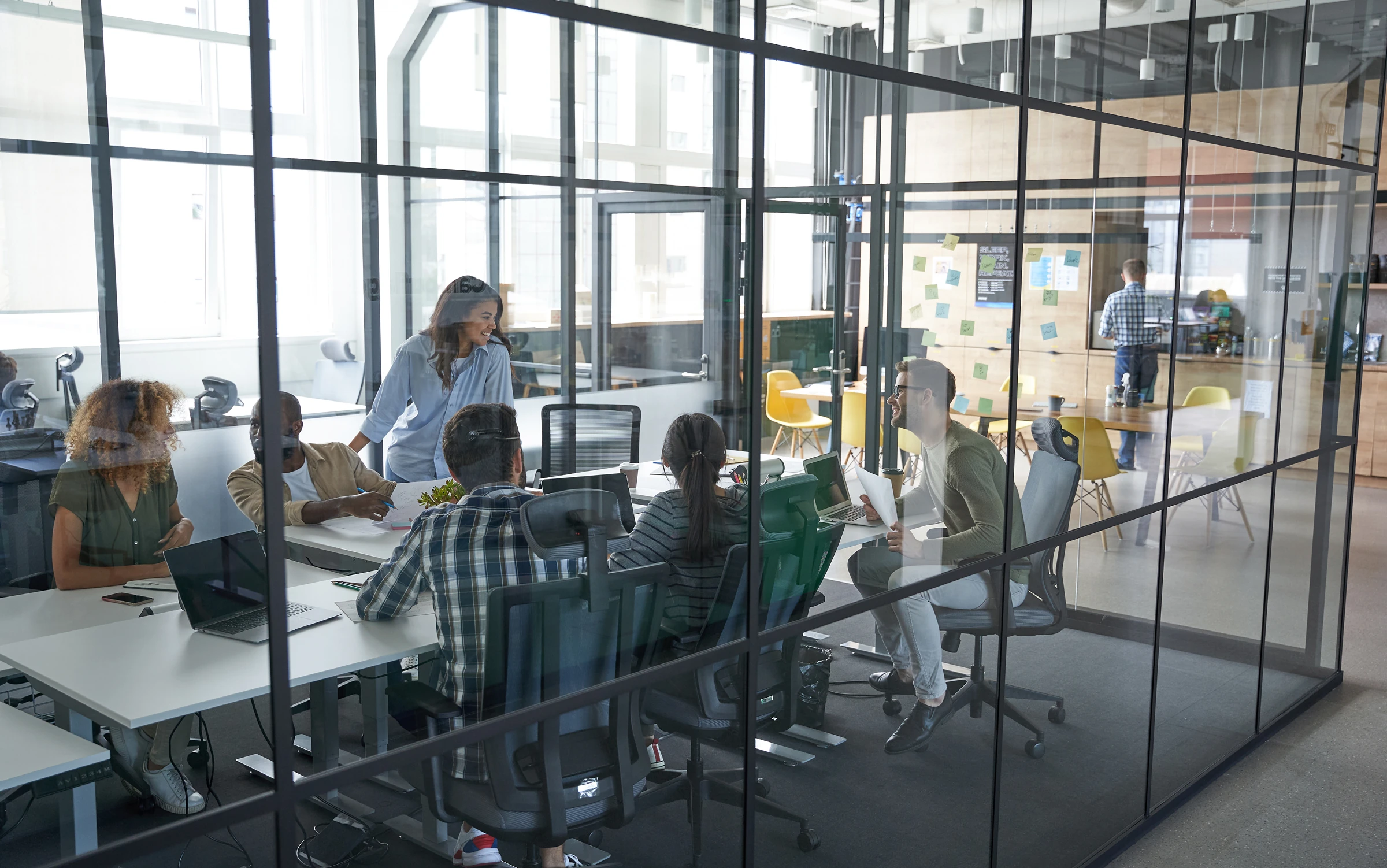 A team works in a conference room
