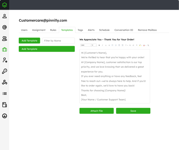 Email templates for consistent team responses