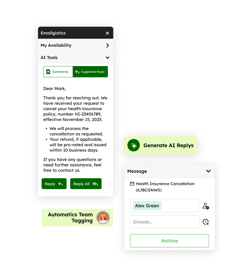 Automated routing and tagging in Emailgistics